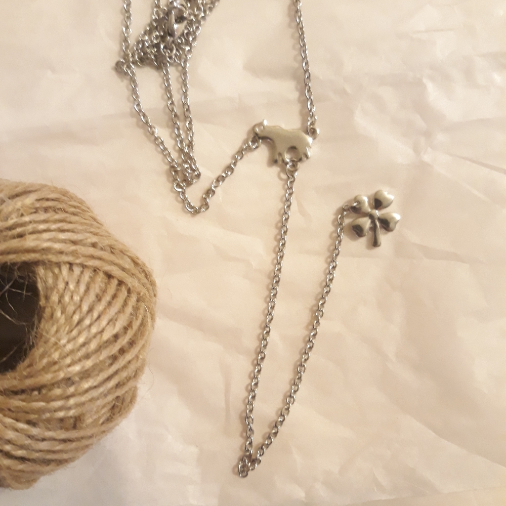 Lucky Shamrock Elephant Necklace